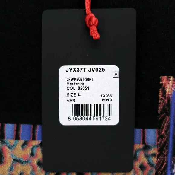 NWT ROBERTO CAVALLI Graphic Men's T-Shirt Beaded Animals Never Give Up LARGE